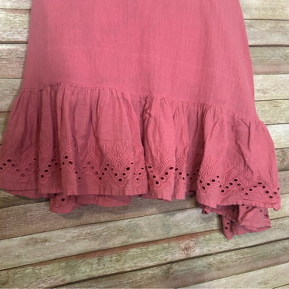 House of Harlow 1960 Dress Sz L Coral Mauve Salmon Eyelet Embroidered Boho Mini - Picture 8 of 10